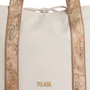 Shopping Bag Reversibile 1A Classe Alviero Martini linea Dual Bag in Tessuto Beige e Geo Classic LF57