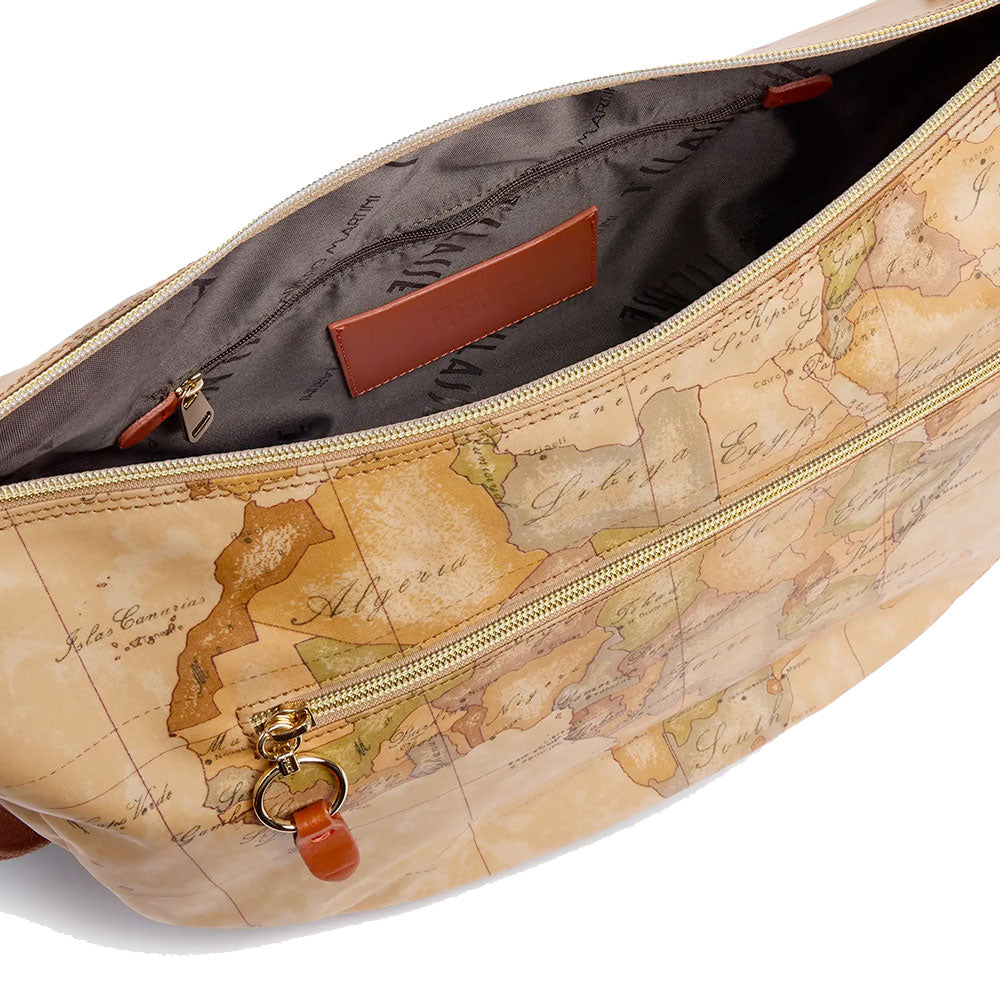 Borsa Donna Mezzaluna Grande 1A Classe Alviero Martini linea Soft Ranch in Tessuto Soft Geo Classic e Zucca LG03