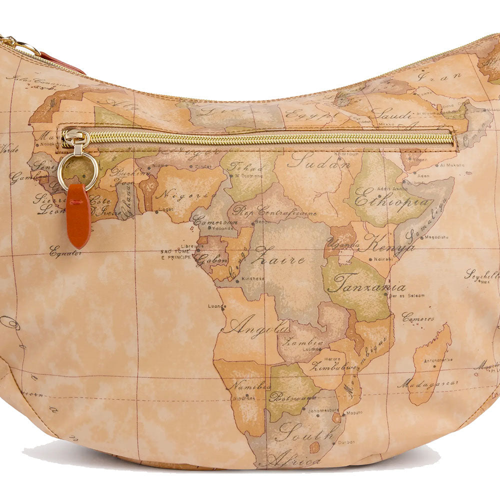 Borsa Donna Mezzaluna Grande 1A Classe Alviero Martini linea Soft Ranch in Tessuto Soft Geo Classic e Zucca LG03