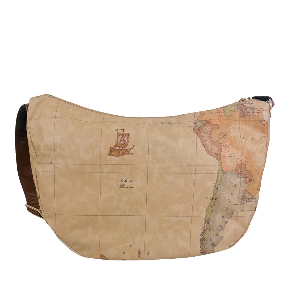 Borsa Donna Mezzaluna Grande 1A Classe Alviero Martini linea Soft Ranch in Tessuto Soft Geo Classic e Verde Oliva LG03