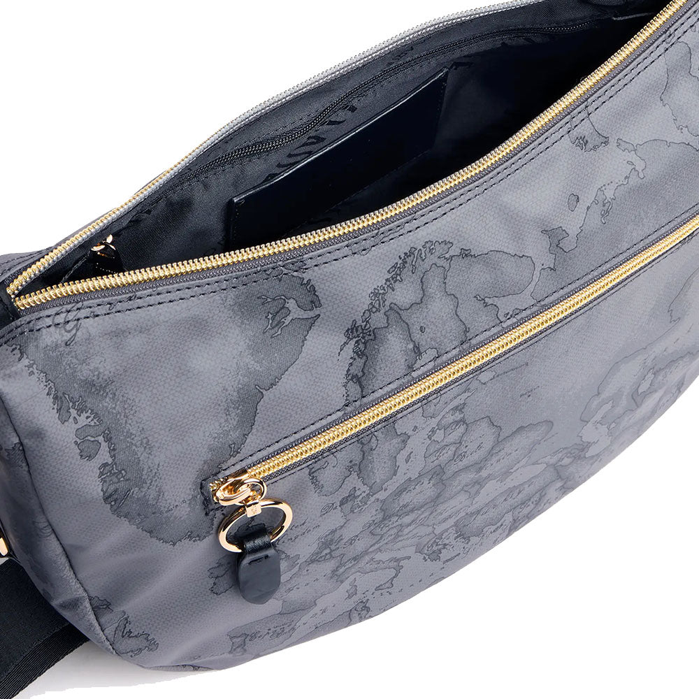 Borsa Donna Mezzaluna Media 1A Classe Alviero Martini linea Soft Ranch in Tessuto Soft Geo Dark LG04