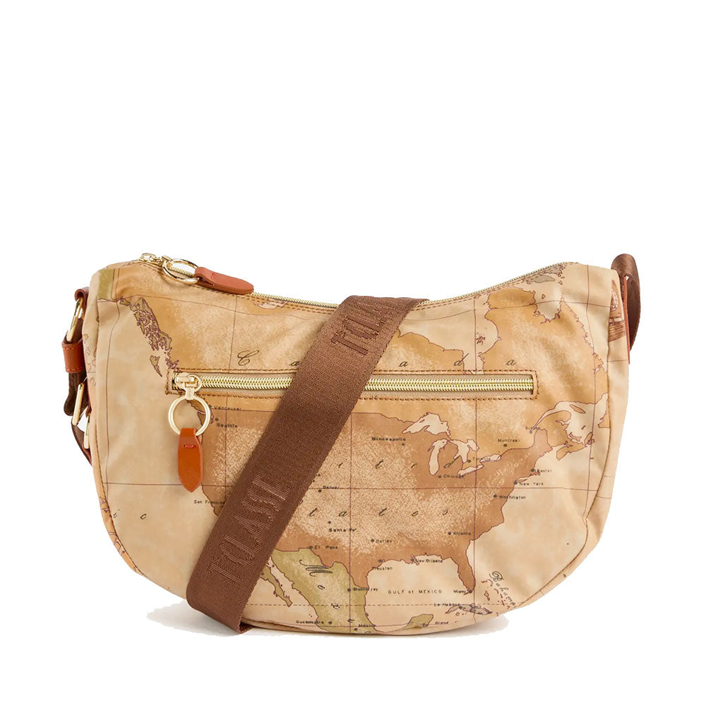 Borsa Donna Mezzaluna Media 1A Classe Alviero Martini linea Soft Ranch in Tessuto Soft Geo Classic e Zucca LG04