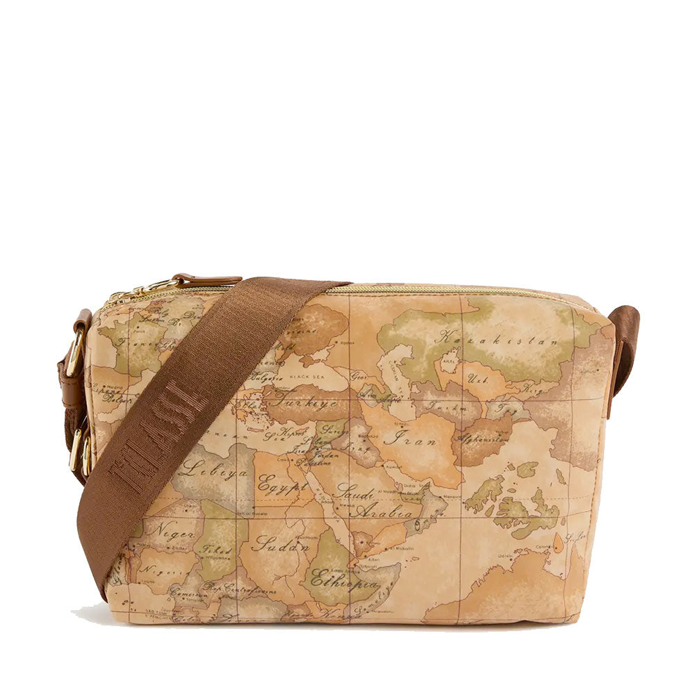 Borsa Donna a Tracolla 1A Classe Alviero Martini linea Soft Ranch in Tessuto Soft Geo Classic e Castagna LG05