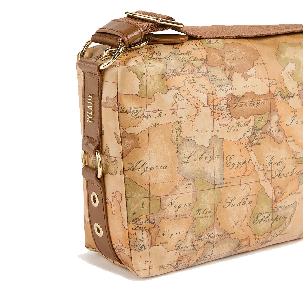 Borsa Donna a Tracolla 1A Classe Alviero Martini linea Soft Ranch in Tessuto Soft Geo Classic e Castagna LG05