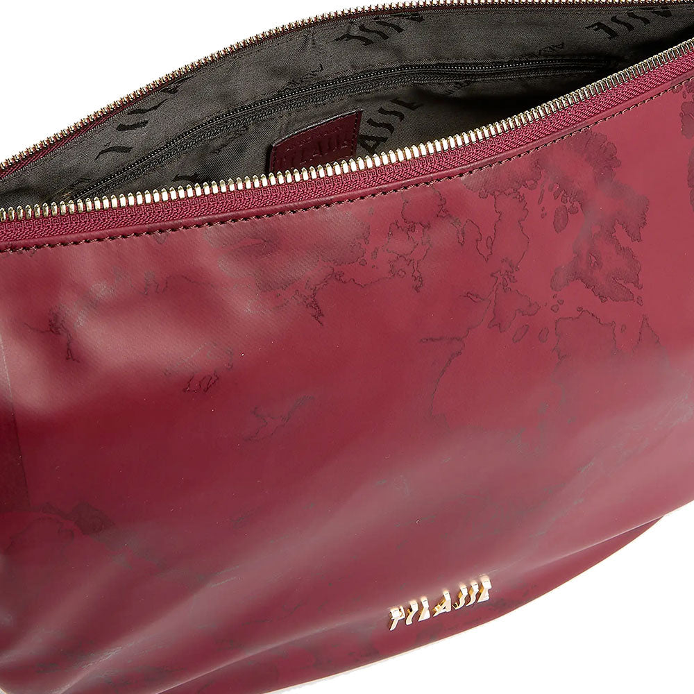 Borsa Donna Mezzaluna a Tracolla 1A Classe Alviero Martini linea Soft Color in Tessuto Soft Rosso Borgogna LG56