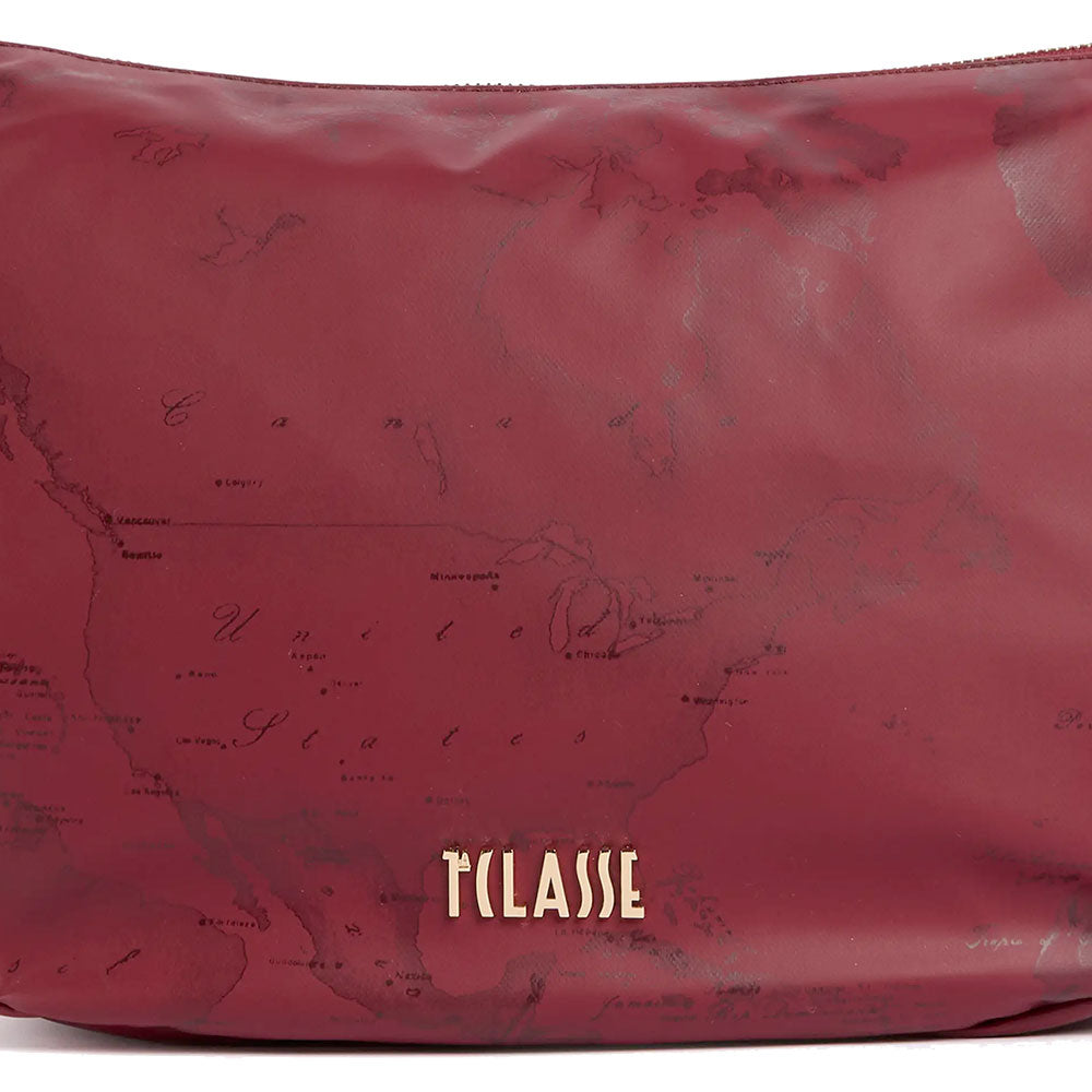 Borsa Donna Mezzaluna a Tracolla 1A Classe Alviero Martini linea Soft Color in Tessuto Soft Rosso Borgogna LG56