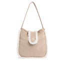 Borsa Donna a Spalla 1A Classe Alviero Martini linea Chalet Chic in Tessuto Scamosciato e Eco Pelliccia Beige LG89