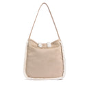 Borsa Donna a Spalla 1A Classe Alviero Martini linea Chalet Chic in Tessuto Scamosciato e Eco Pelliccia Beige LG89