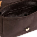 Borsa Donna Sottospalla 1A Classe Alviero Martini linea Chalet Chic in Tessuto Scamosciato e Eco Pelliccia Testa di Moro LG91