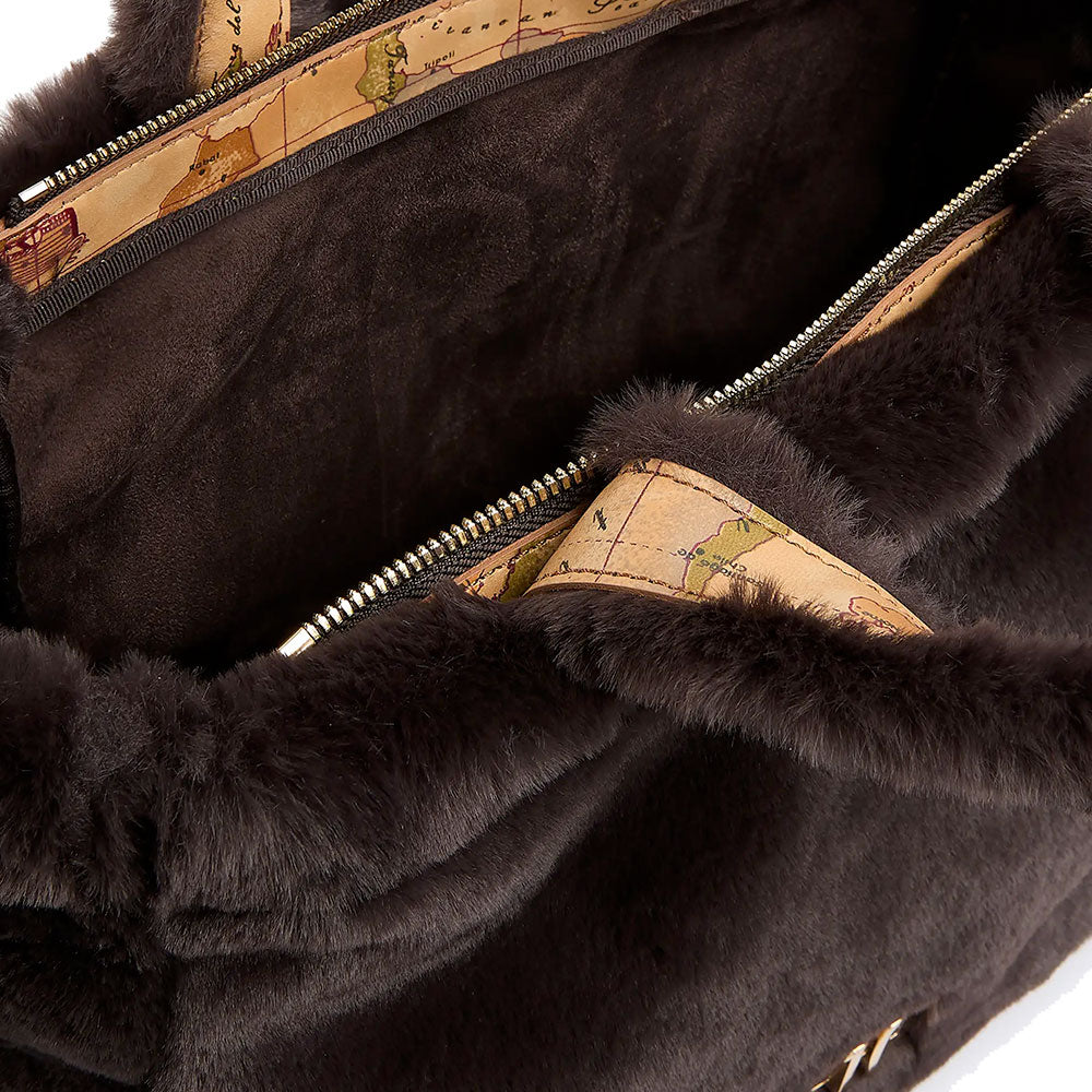 Borsa Donna a Mano 1A Classe Alviero Martini linea Chalet Chic in Eco Pelliccia Testa di Moro LG92