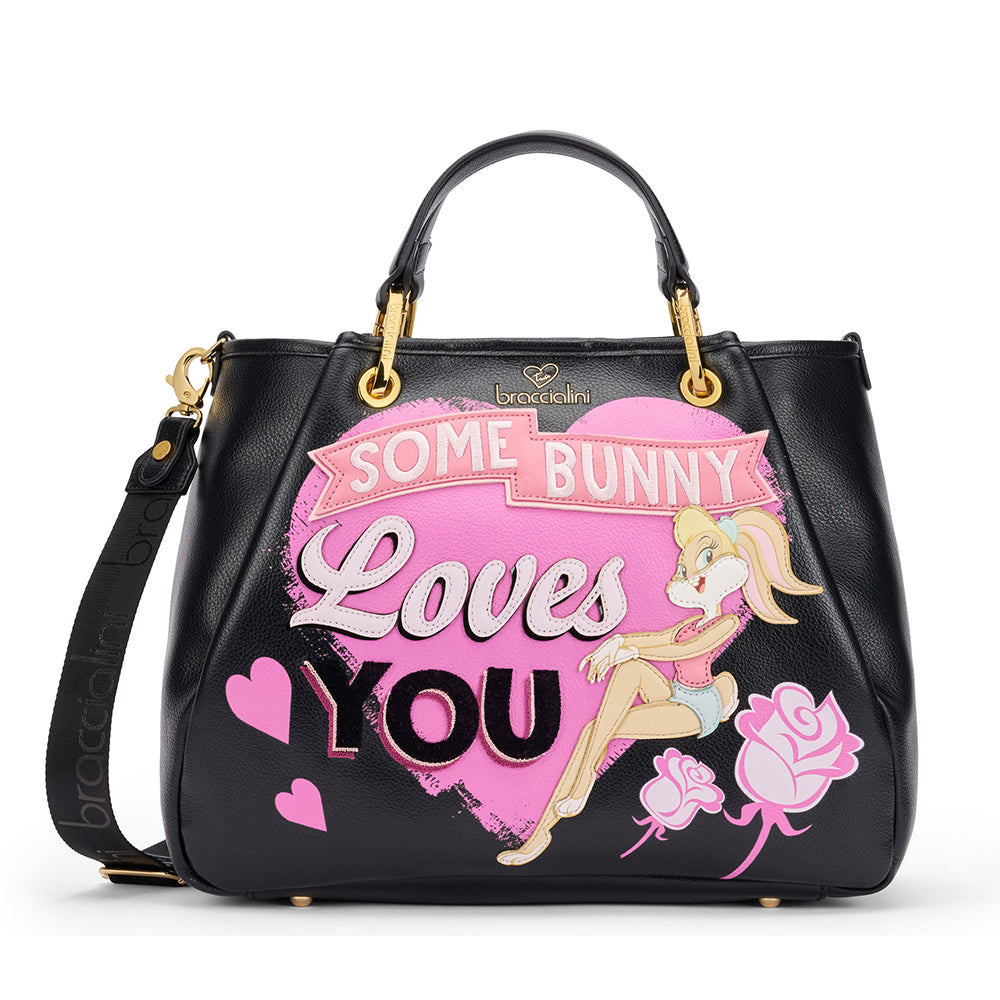 BRACCIALINI Damen Handtasche Amy Looney Tunes Schwarz Lola Bunny Print