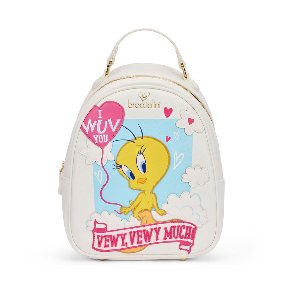Zaino Donna BRACCIALINI linea Amy Looney Tunes Bianco stampa Tweety