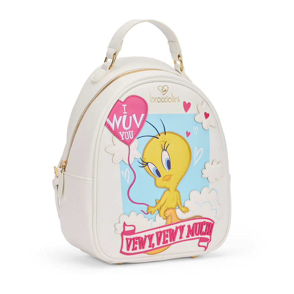 Zaino Donna BRACCIALINI linea Amy Looney Tunes Bianco stampa Tweety