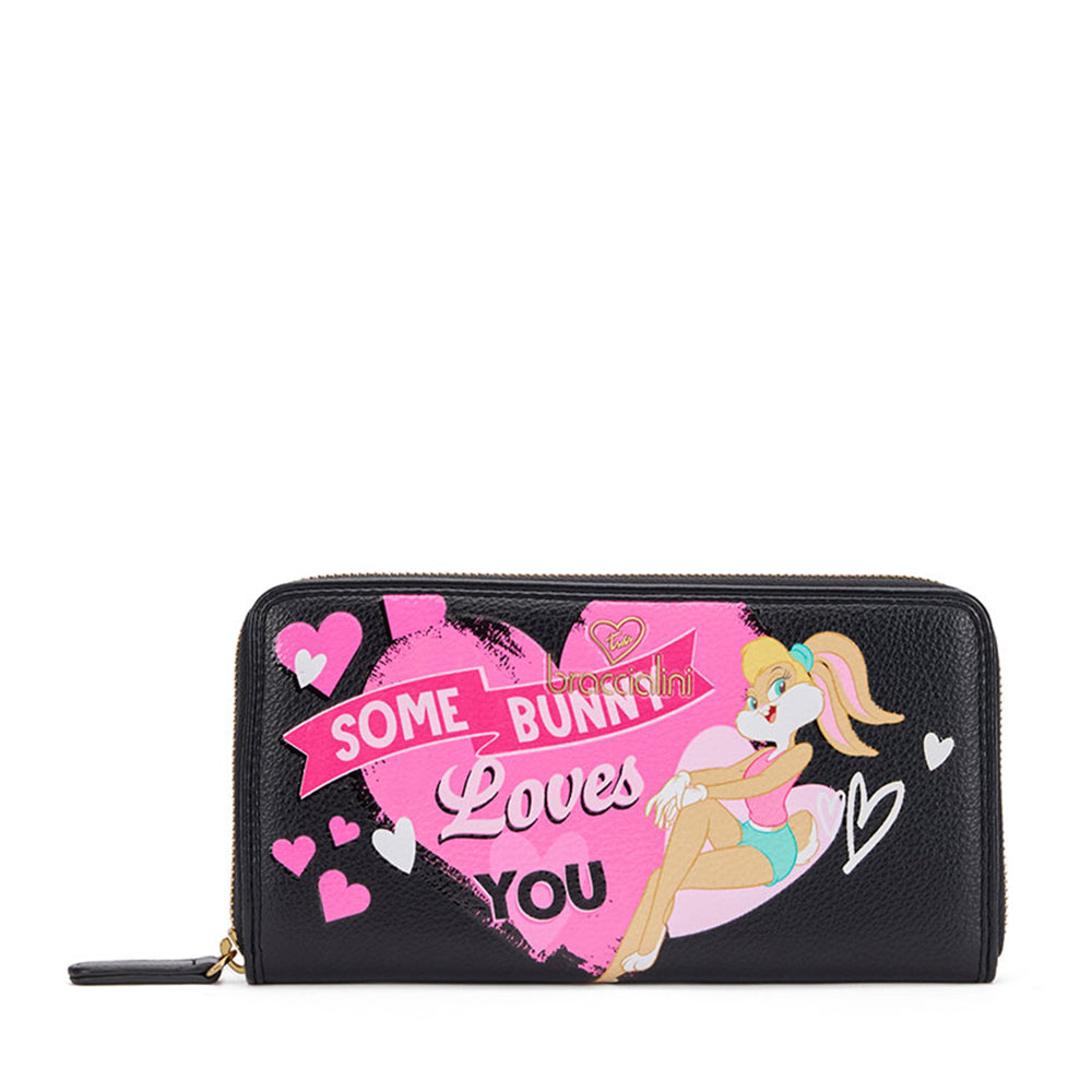 Portafoglio Donna Zip Around BRACCIALINI linea Amy Looney Tunes Nero stampa Lola Bunny