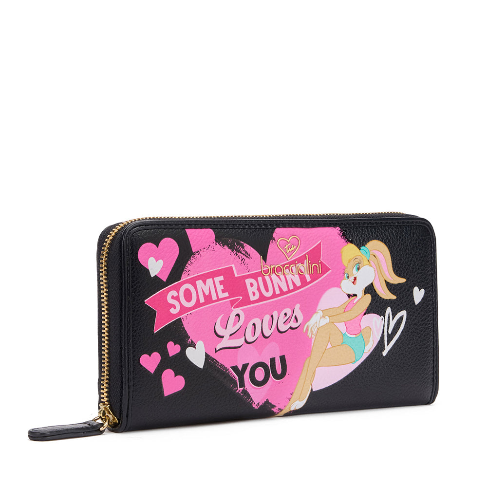 Portafoglio Donna Zip Around BRACCIALINI linea Amy Looney Tunes Nero stampa Lola Bunny