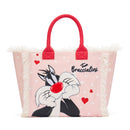 Borsa Donna a Mano BRACCIALINI linea Summer Looney Tunes in Tessuto stampa Silvestro