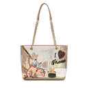 BRACCIALINI Damen-Einkaufstasche Cartoline LT Brown Line mit Taz-Aufdruck