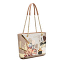 BRACCIALINI Damen-Einkaufstasche Cartoline LT Brown Line mit Taz-Aufdruck