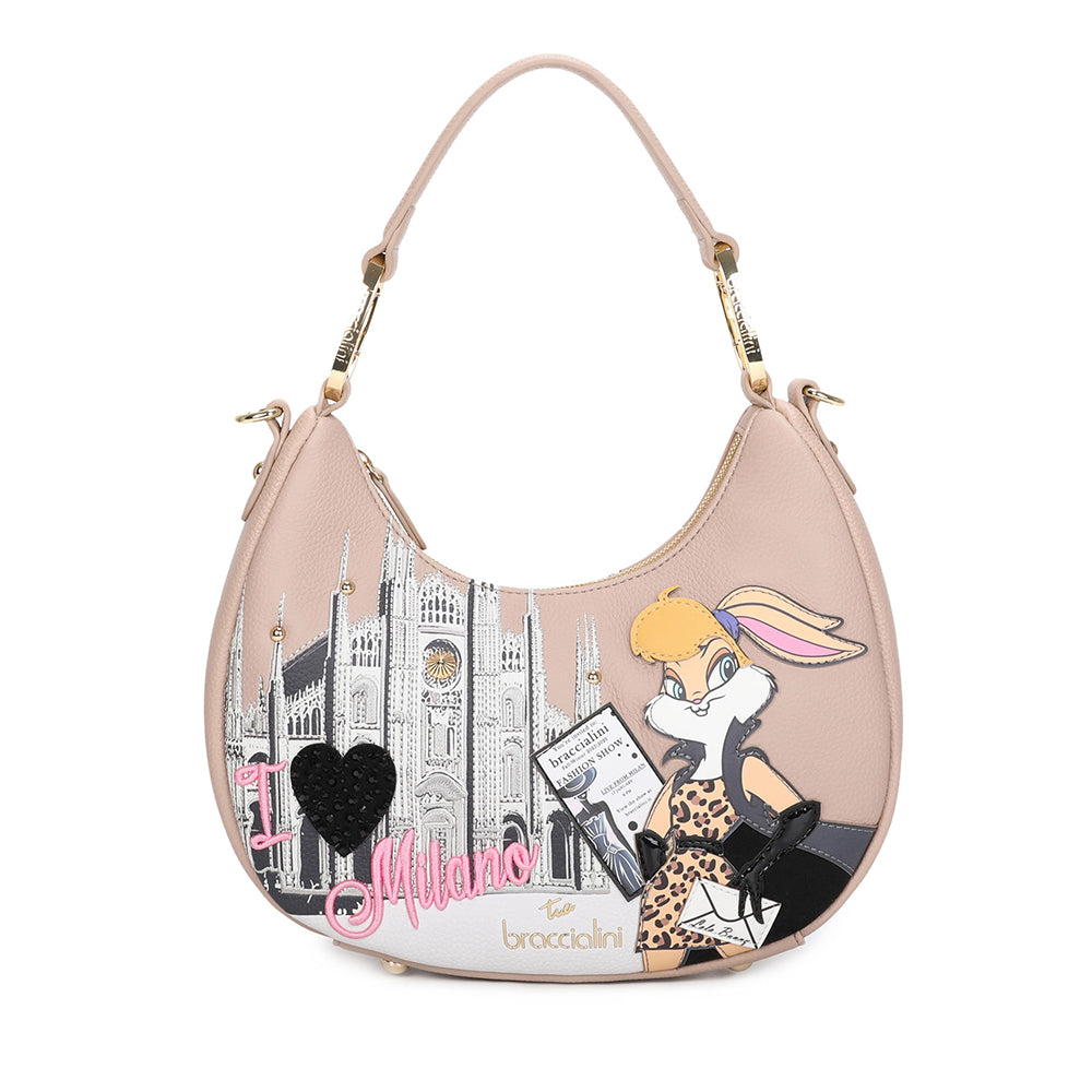 Hobo Bag Donna BRACCIALINI linea Cartoline LT Cipria stampa Lola Bunny