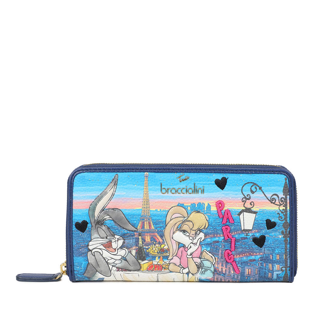 Portafoglio Donna Zip Around BRACCIALINI linea Cartoline LT stampa Parigi
