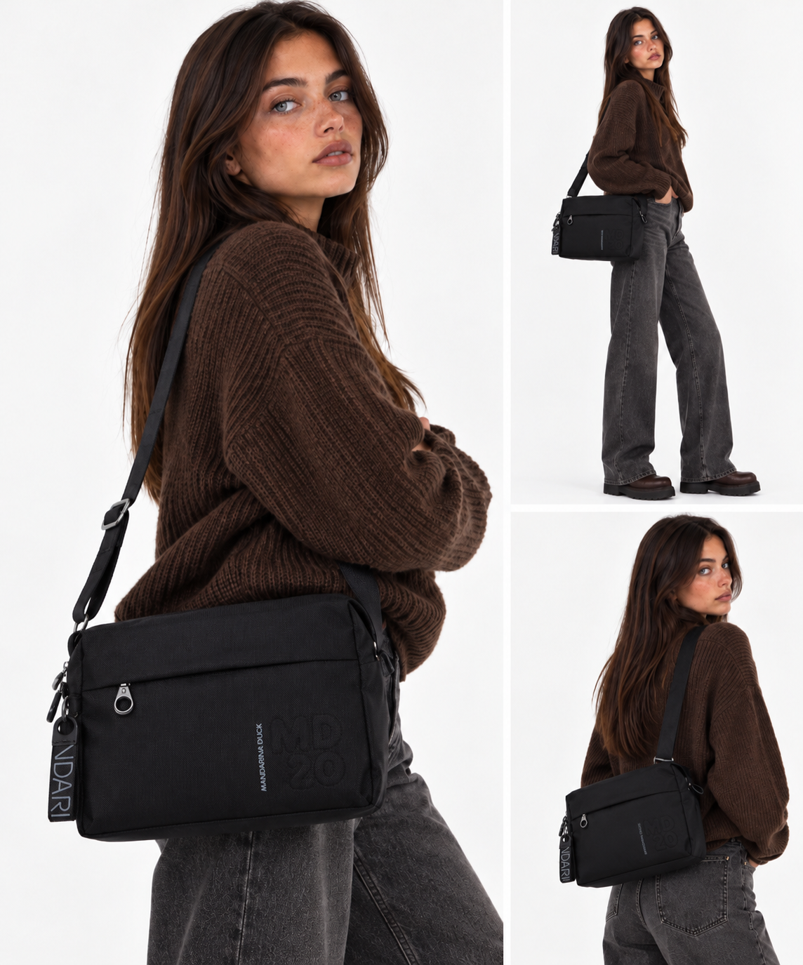 Borsa Donna a Tracolla Media MANDARINA DUCK linea MD20 in Tessuto Nero