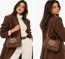 Women's Small Brown Handbag LOVE MOSCHINO Embossed