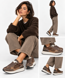 Women's Brown Sneakers SUN68 Big Ally Sequin - Z46219