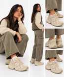 Beige Mesh and Suede Running Sneakers PATRIZIA PEPE Girl Fly Run Tech