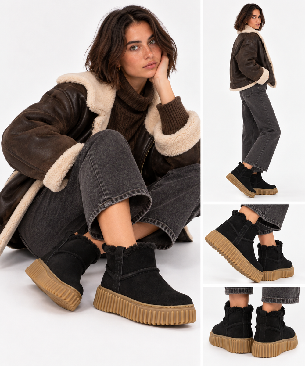 Stivaletto Imbottito Donna CLARKS linea Torhill Warm in Pelle Scamosciata Nera