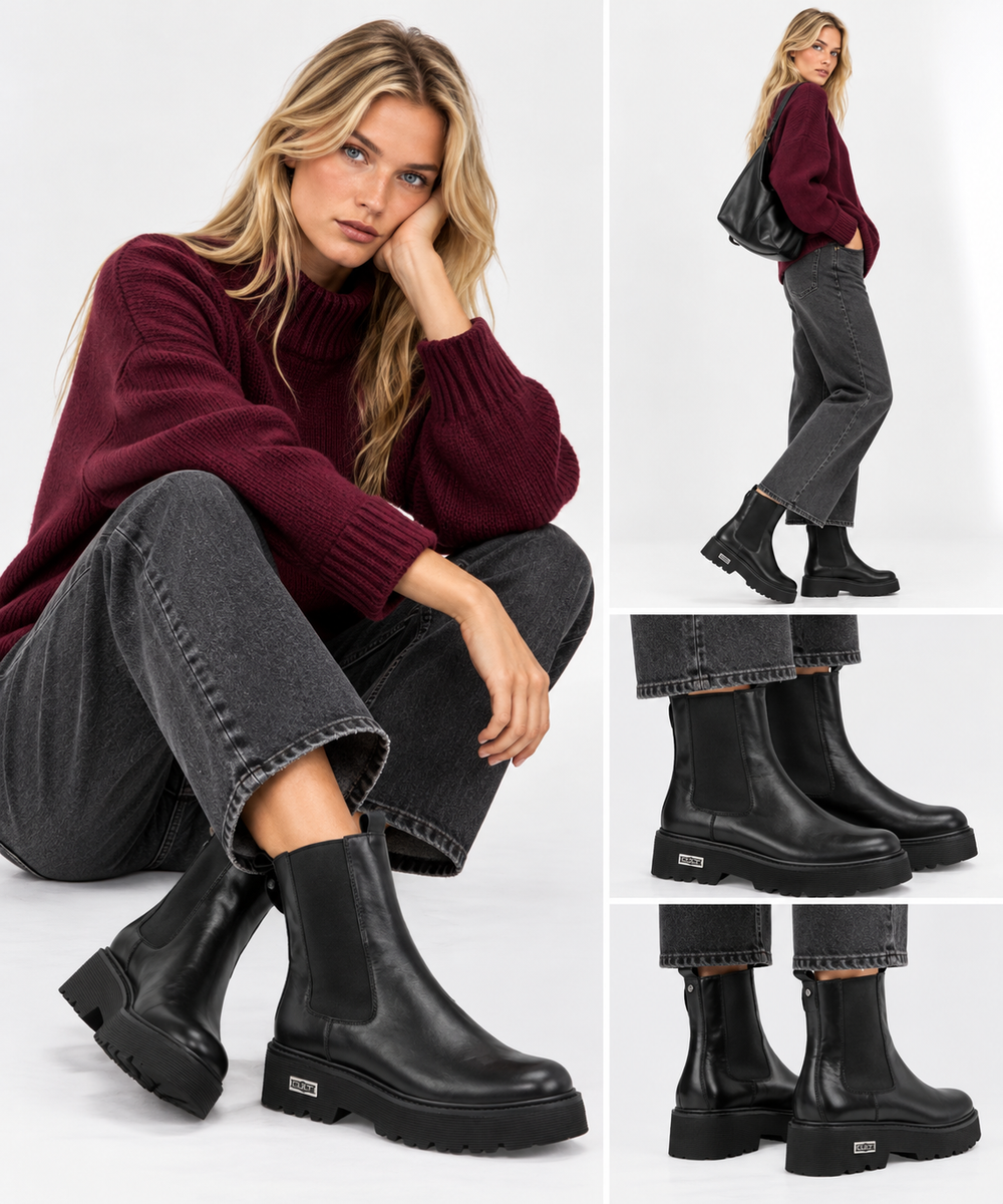 Damen-Stiefeletten CULT Slash 3267 in Schwarz mit Elastikeinsatz