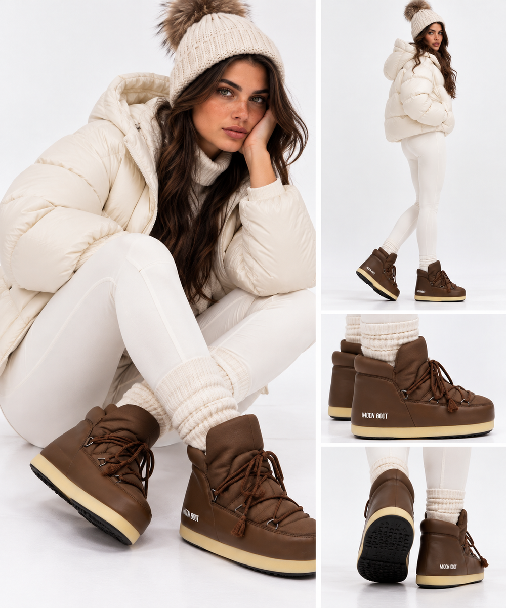Damen-Schneestiefel MOON BOOT Pump EVX aus braunem Nylon
