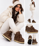 Women's Brown Nylon Snow Boots MOON BOOT Pump EVX