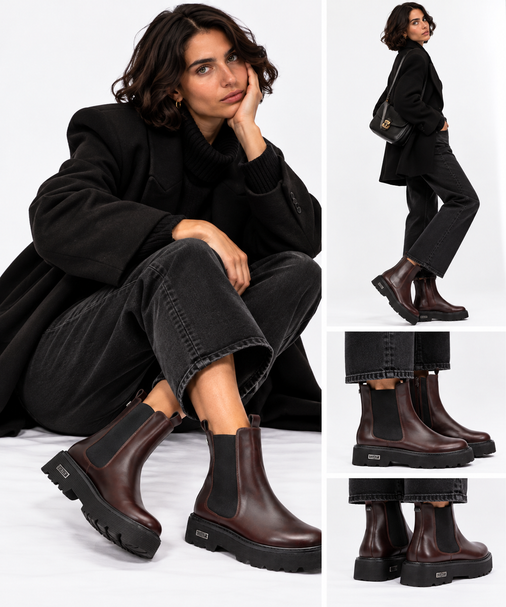 Women's Dark Brown Ankle Boots CULT Slash 3267 with Elastic Insert