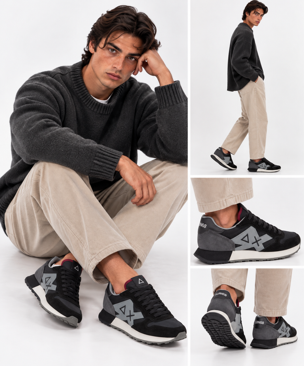 Scarpe Uomo Sun68 Sneakers Jaki 2.0 Solid Nero - Z46121