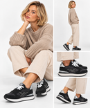 Women's Black Sneakers SUN68 Stargirl Strass Logo - Z46223