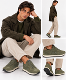Herren-Sneaker SUN68 Modell Tom aus Wildleder in Dunkelmilitärgrün - Z46106