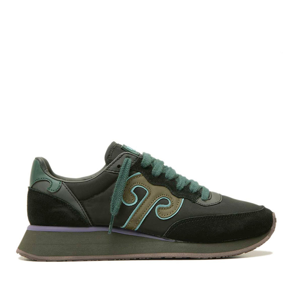 Sneakers Donna WUSHU RUYI Master M602 in Suede e Nylon Black Beauty Army e Turquoise