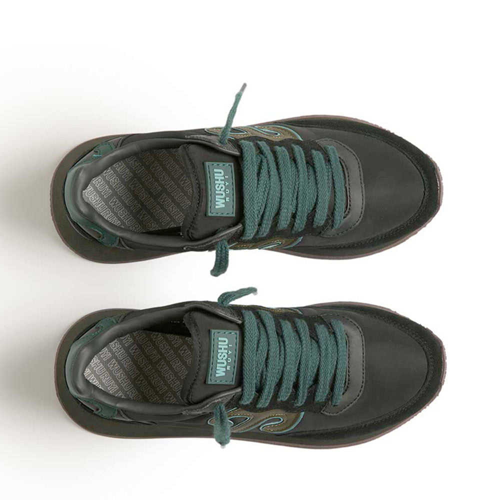 Sneakers Donna WUSHU RUYI Master M602 in Suede e Nylon Black Beauty Army e Turquoise