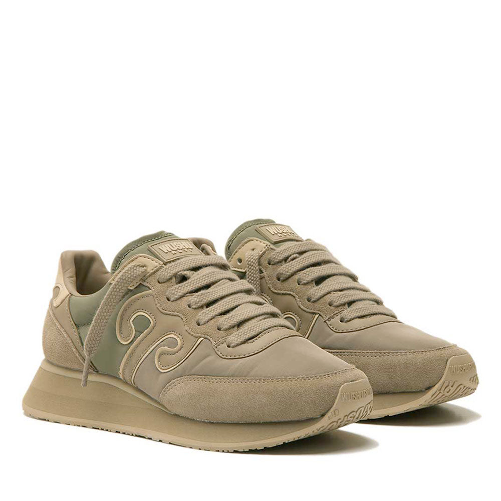 Sneakers Donna WUSHU RUYI Master M608 in Suede e Nylon Greige Desert Sage e Sand