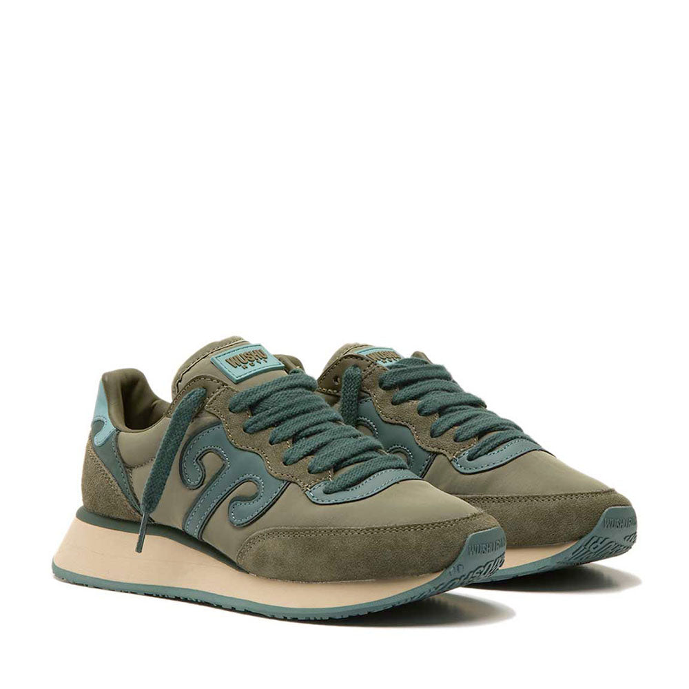 Sneakers Donna WUSHU RUYI Master M613 in Suede e Nylon Olivine Oil Green e Oil Blue