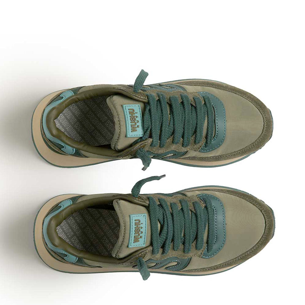 Sneakers Donna WUSHU RUYI Master M613 in Suede e Nylon Olivine Oil Green e Oil Blue