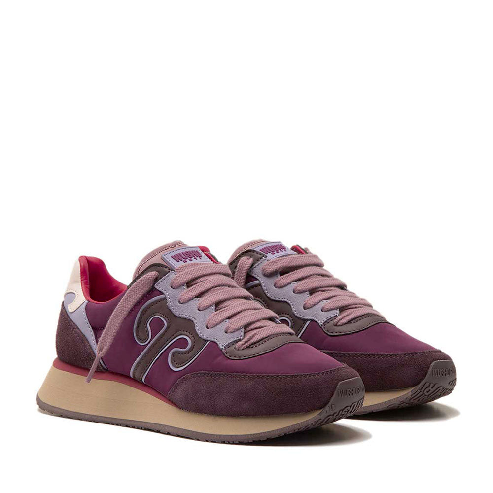 Sneakers Donna WUSHU RUYI Master M617 in Suede e Nylon Bordeaux Lavender Blue e Pink Rose