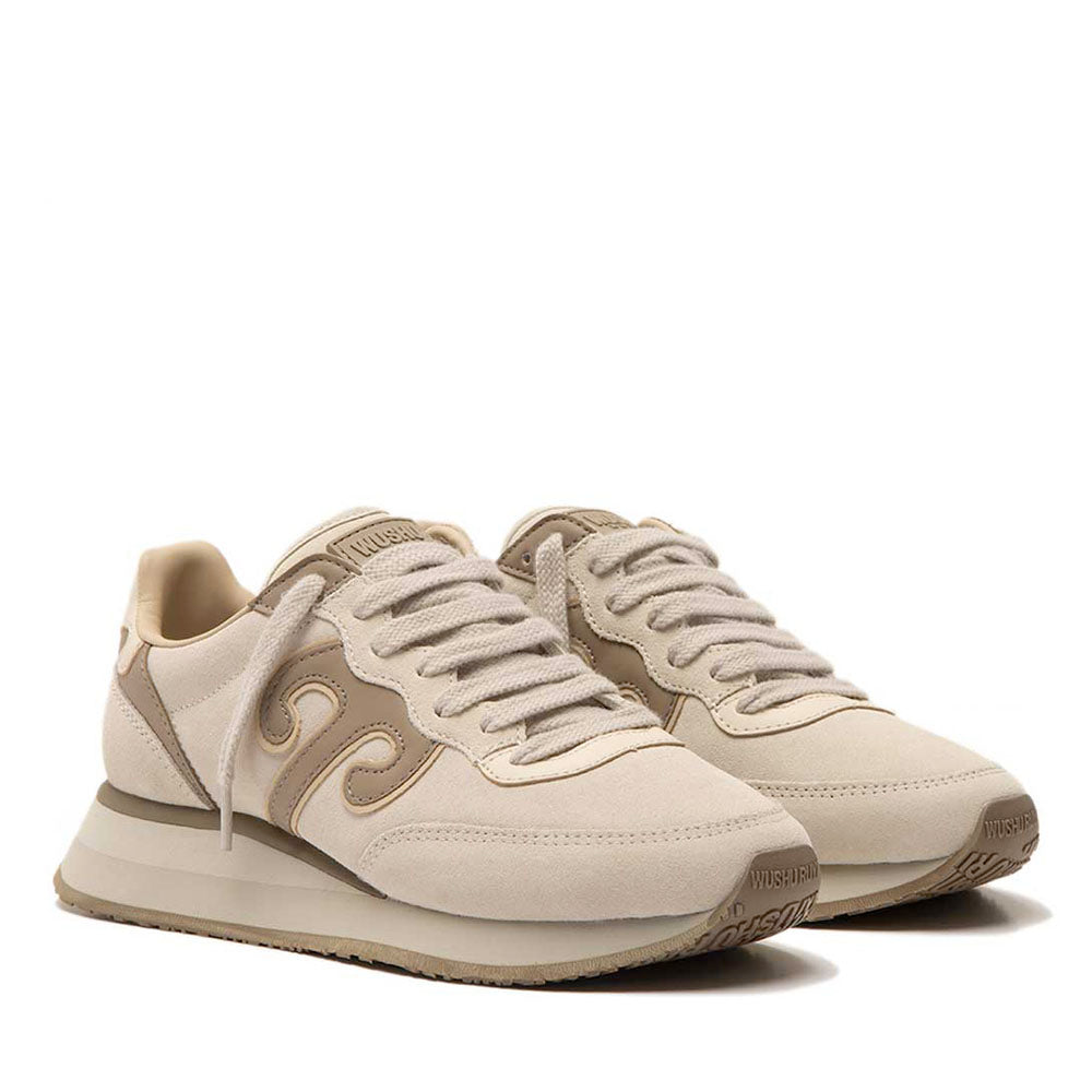 Sneakers Donna WUSHU RUYI Master All Suede MAS01 in Camoscio Snow White e Macchiato Milk