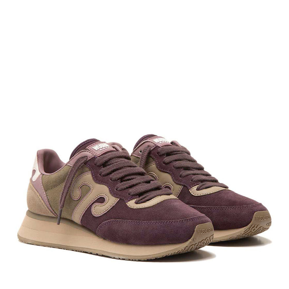 Sneakers Donna WUSHU RUYI Master All Suede MAS03 in Camoscio Burgundy Mauve e Macchiato Milk