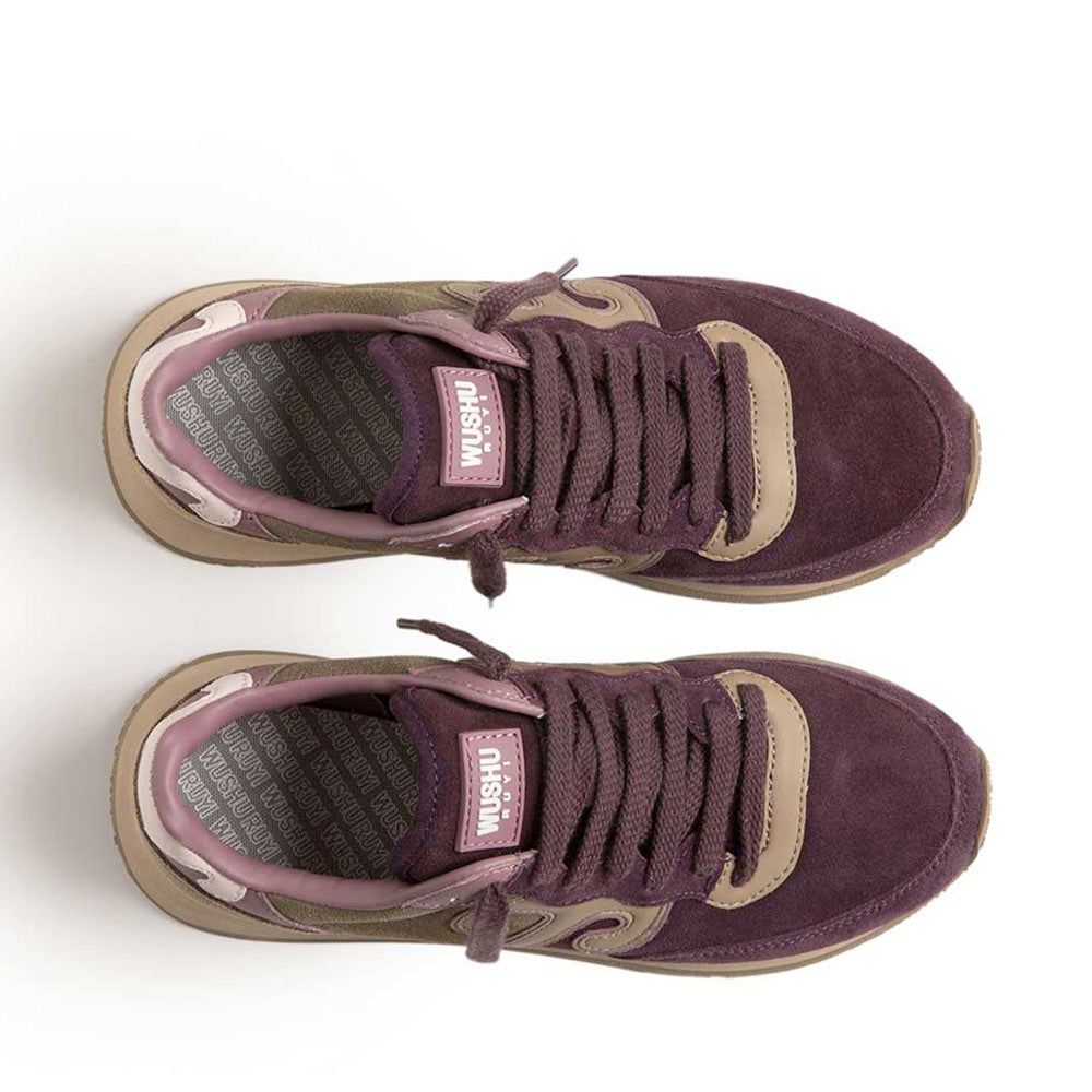Sneakers Donna WUSHU RUYI Master All Suede MAS03 in Camoscio Burgundy Mauve e Macchiato Milk