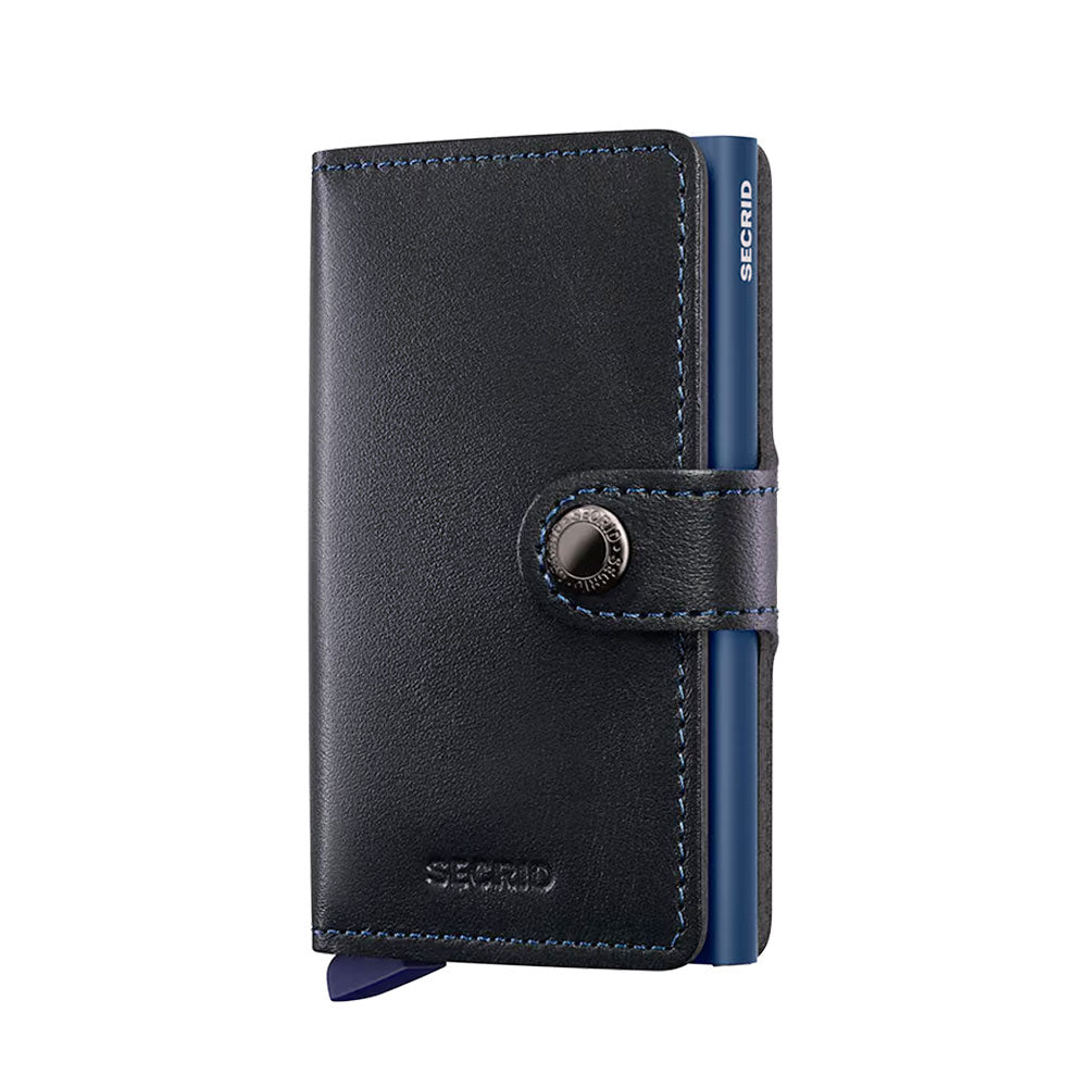 Porta Carte con Clip SECRID linea Miniwallet Original in Pelle Black-Navy con RFID