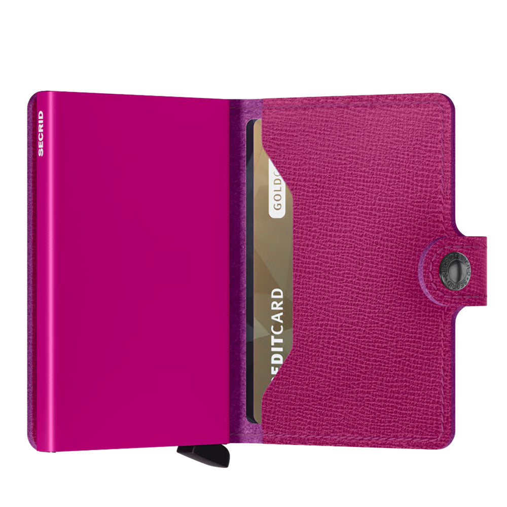 Porta Carte con Clip SECRID linea Miniwallet Crisple in Pelle Fuchsia con RFID