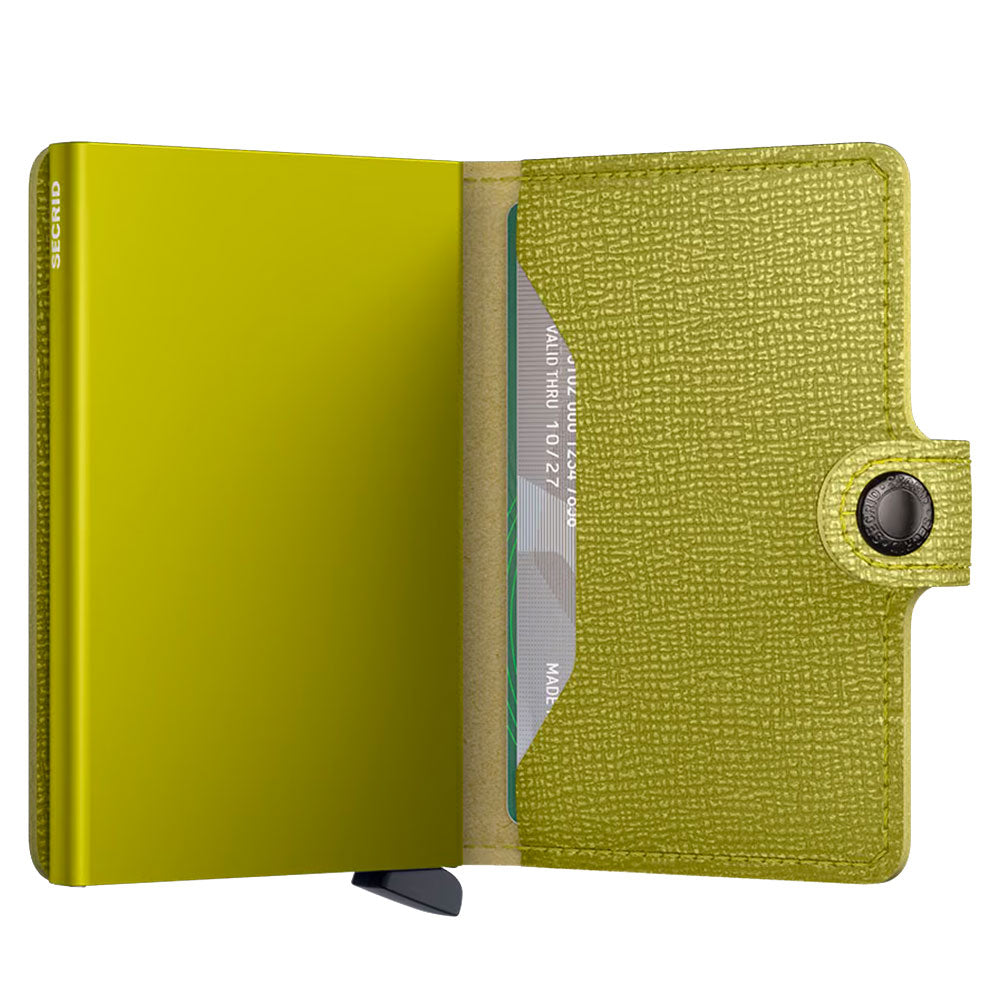 Porta Carte con Clip SECRID linea Miniwallet Crisple in Pelle Lime con RFID