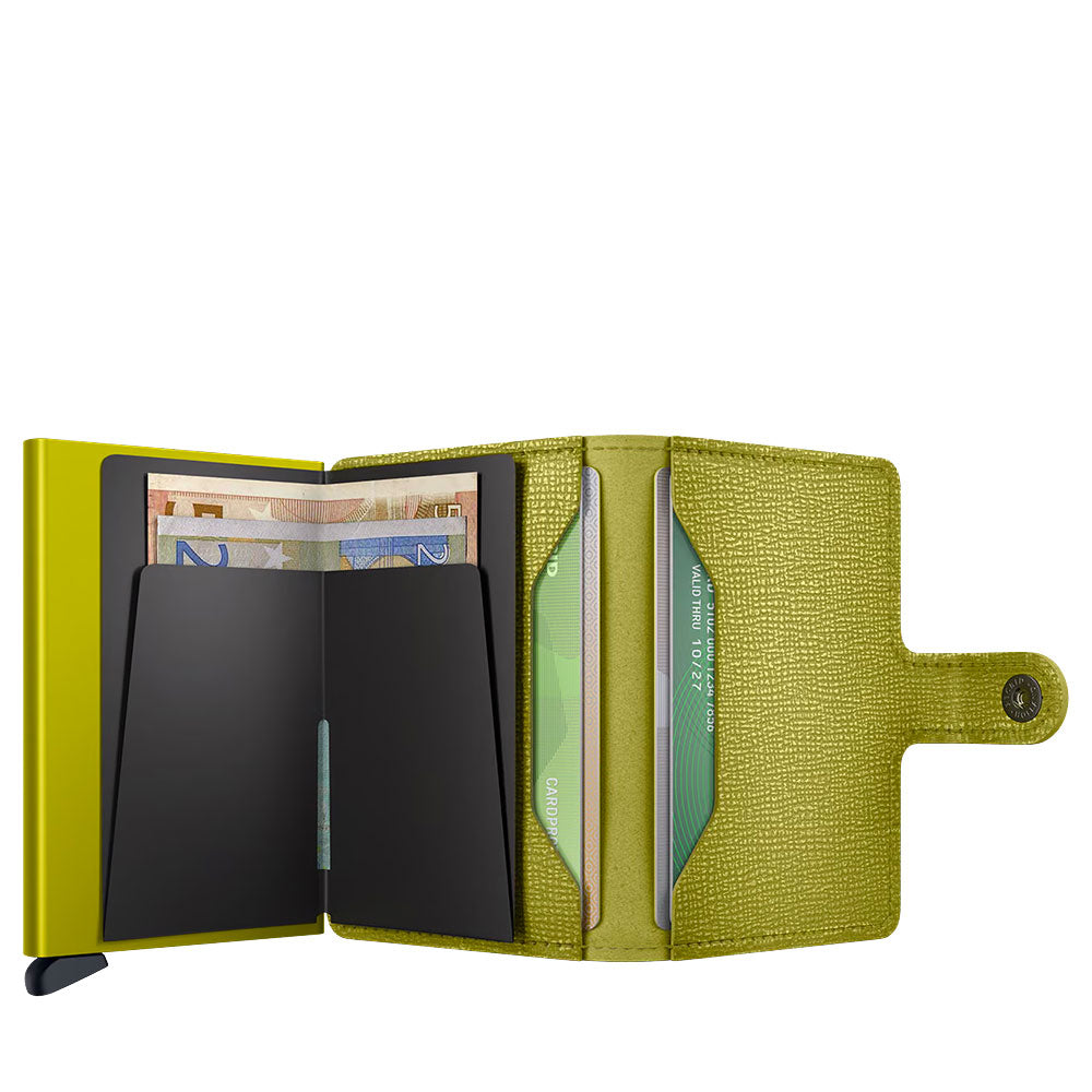 Porta Carte con Clip SECRID linea Miniwallet Crisple in Pelle Lime con RFID