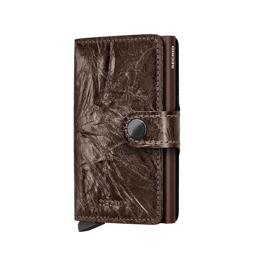 Porta Carte con Clip SECRID linea Miniwallet Crunch in Pelle Bronze con RFID